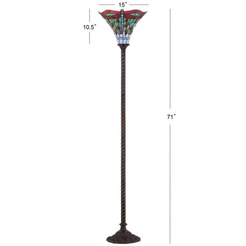 Jonathan Y Dragonfly Tiffany-style 71" Torchiere Led Floor Lamp In Bronze
