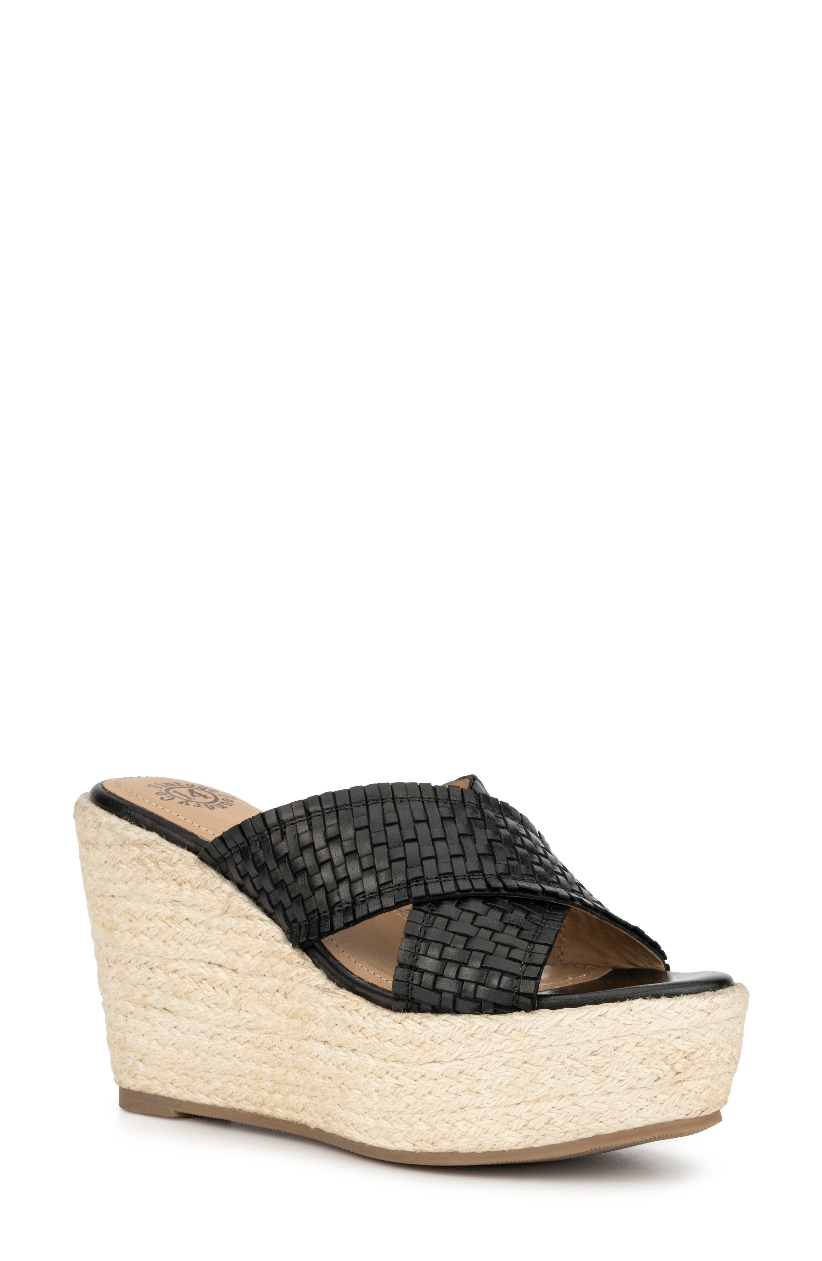 VINTAGE FOUNDRY Lorie Leather Espadrille Platform Wedge Sandal, Main, color, 