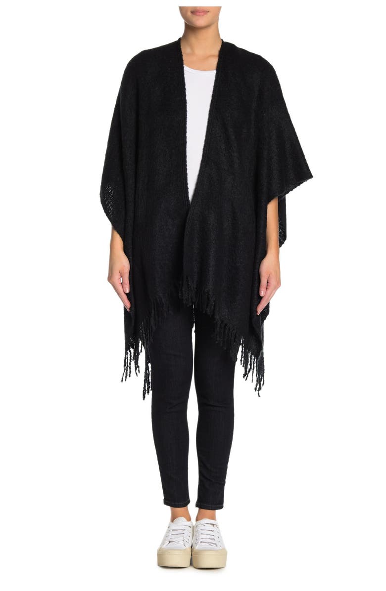 Echo Fringed Bouclé Ruana, Alternate, color, 