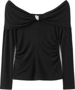 MANGO Metallic Off the Shoulder Top