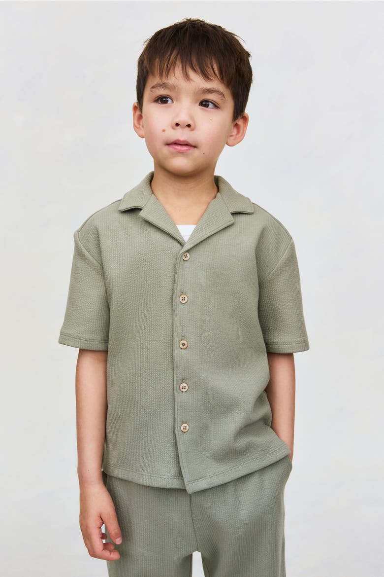 2-piece Textured Cotton Set, Alternate, color, Khaki green