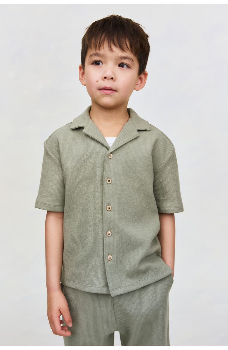 H&M 2-piece Textured Cotton Set, Alternate, color, Khaki Green