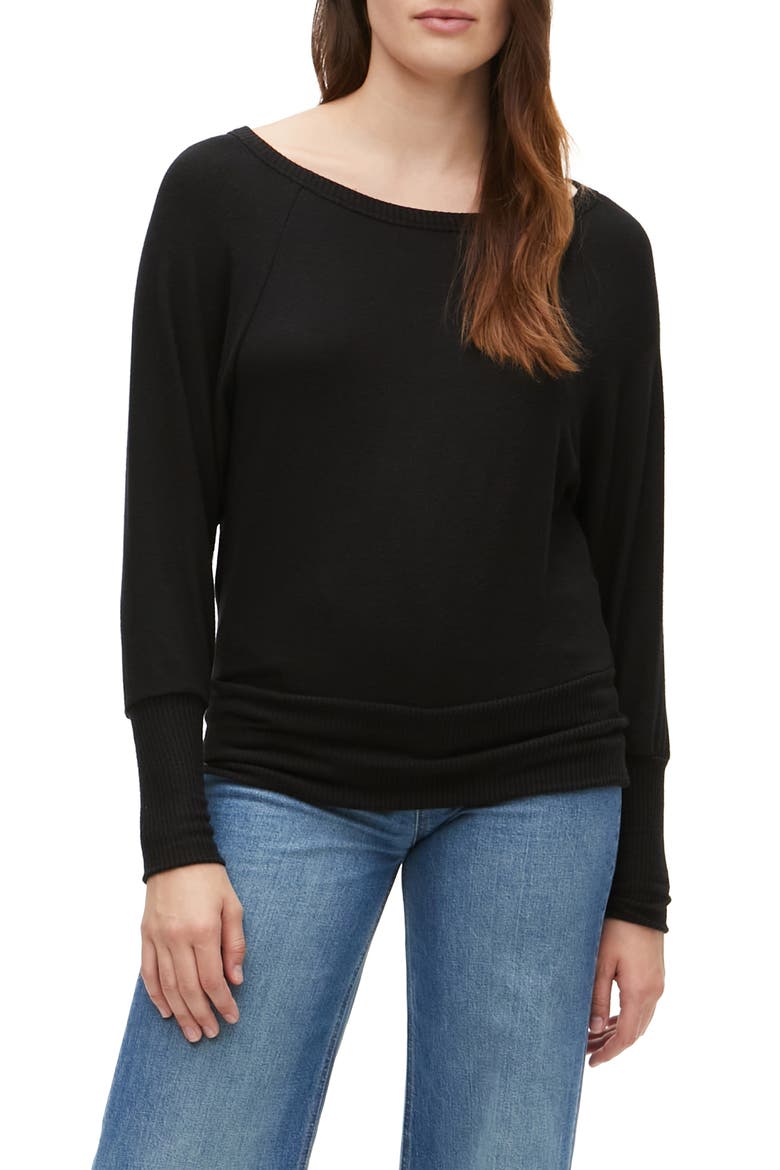 Sadie Tunic Sweatshirt, Main, color, BLACK