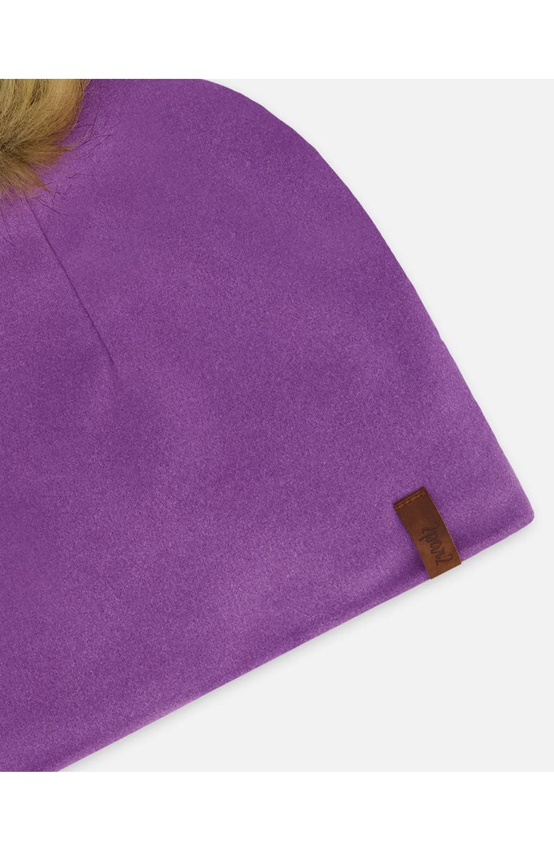 Deux par Deux Mid-Season Jersey Removable Pompom Hat, Alternate, color, Lavender