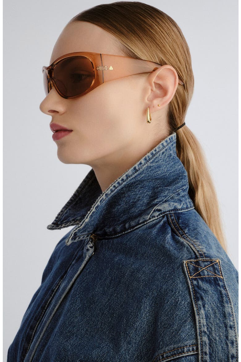 Gender Inclusive Artemis 155mm Shield Sunglasses, Alternate, color, CLAY / HAZEL TINT