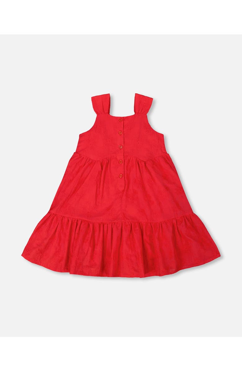 Deux par Deux Girl's Multi-Tiered Eyelet Dress Red, Alternate, color,