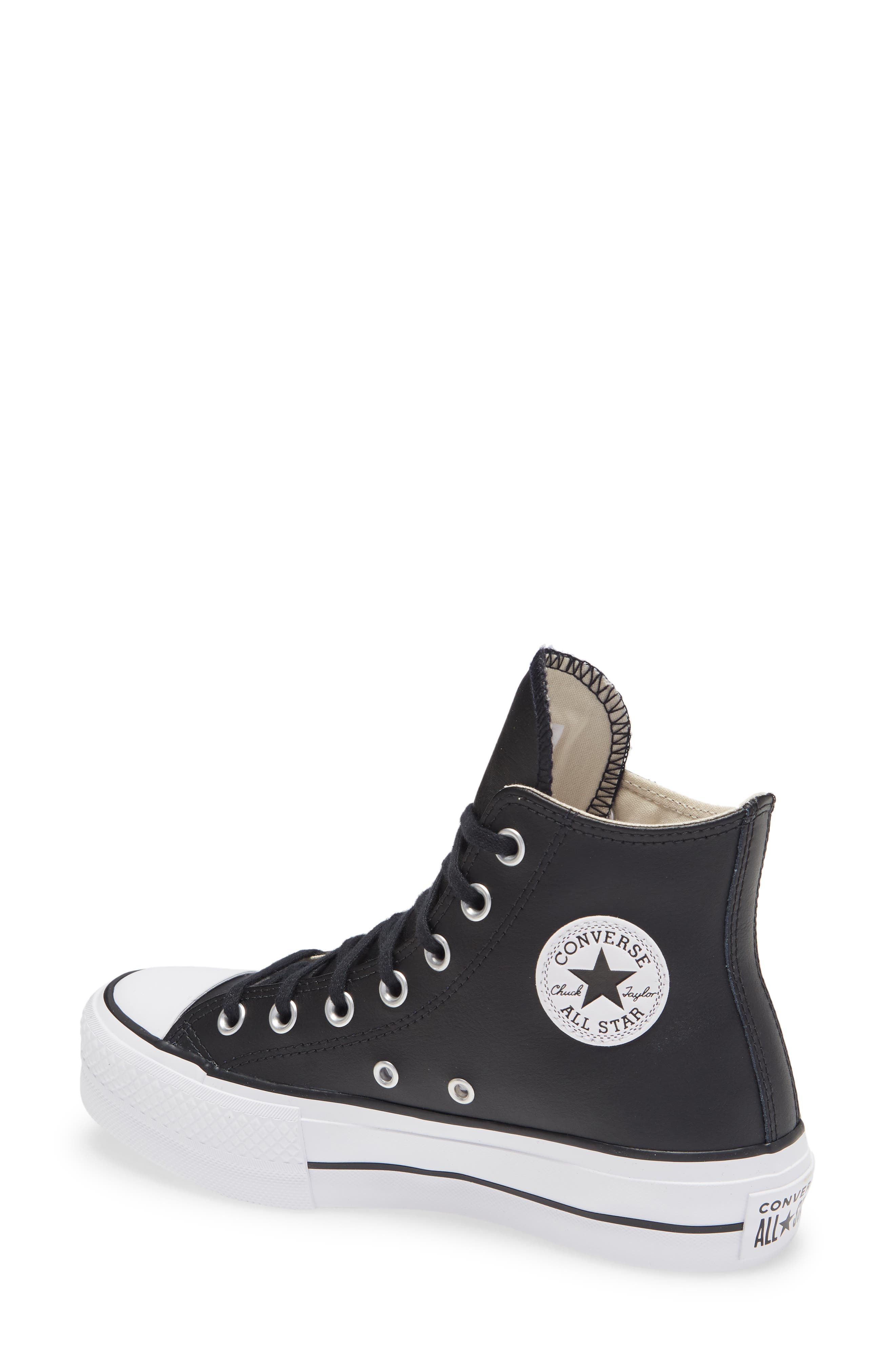 Converse Chuck Taylor<sup>®</sup> All Star<sup>®</sup> Leather High Top Platform Sneaker, Alternate, color, 