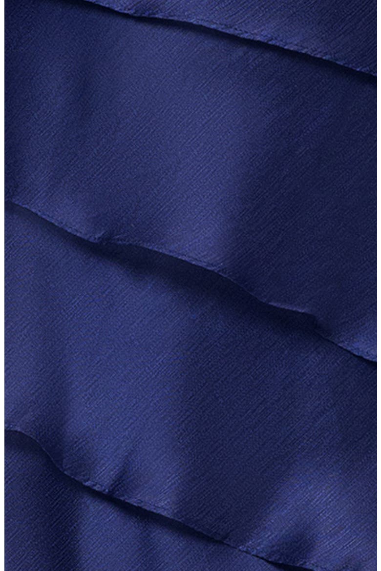 Ruffle One-Shoulder Tiered Charmeuse Gown, Alternate, color, NAVY