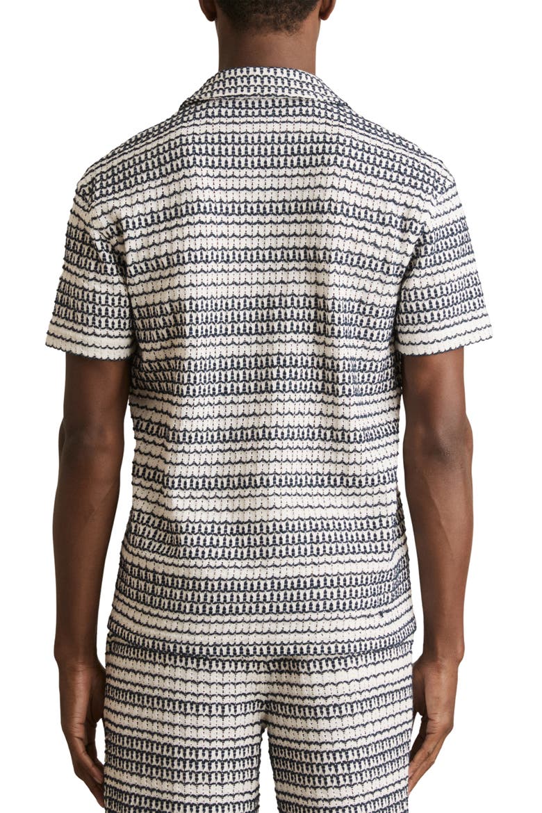 Chez Crochet Camp Shirt, Alternate, color, WHITE/ BLACK