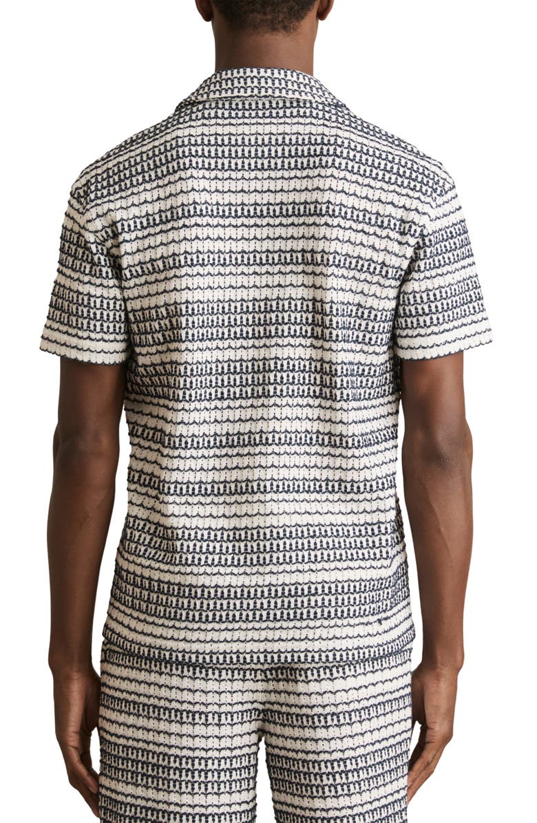 Reiss Chez Crochet Camp Shirt, Alternate, color, White/ Black