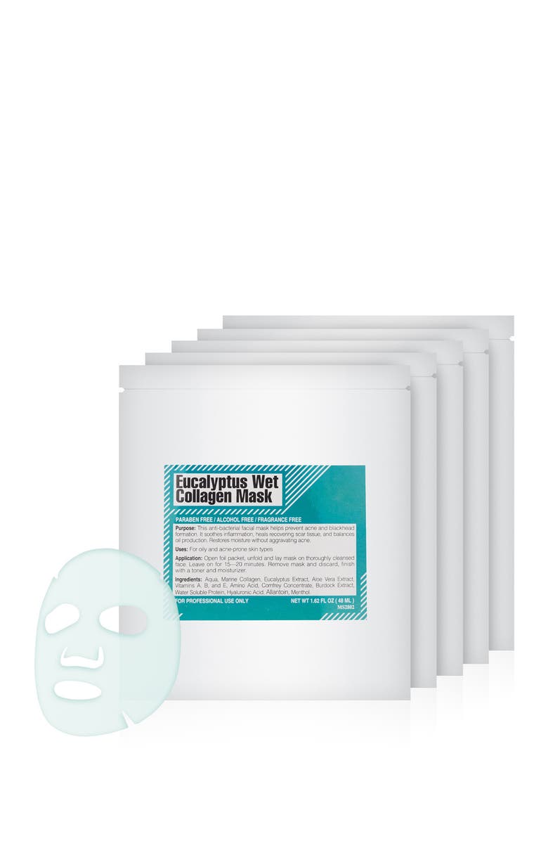 MARTINNI MASKS Eucalyptus Wet Collagen Mask - Pack of 5, Main, color, 