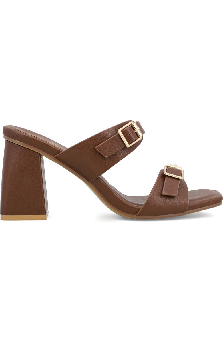 MIA Rene Double Buckle Block Heel Sandal, Alternate, color, Brown