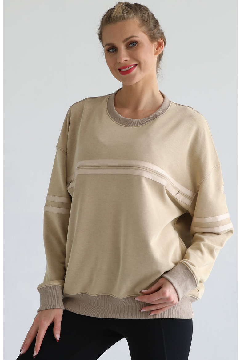 Celine Slouchy Nursing Pullover, Main, color, Sandy Dunes