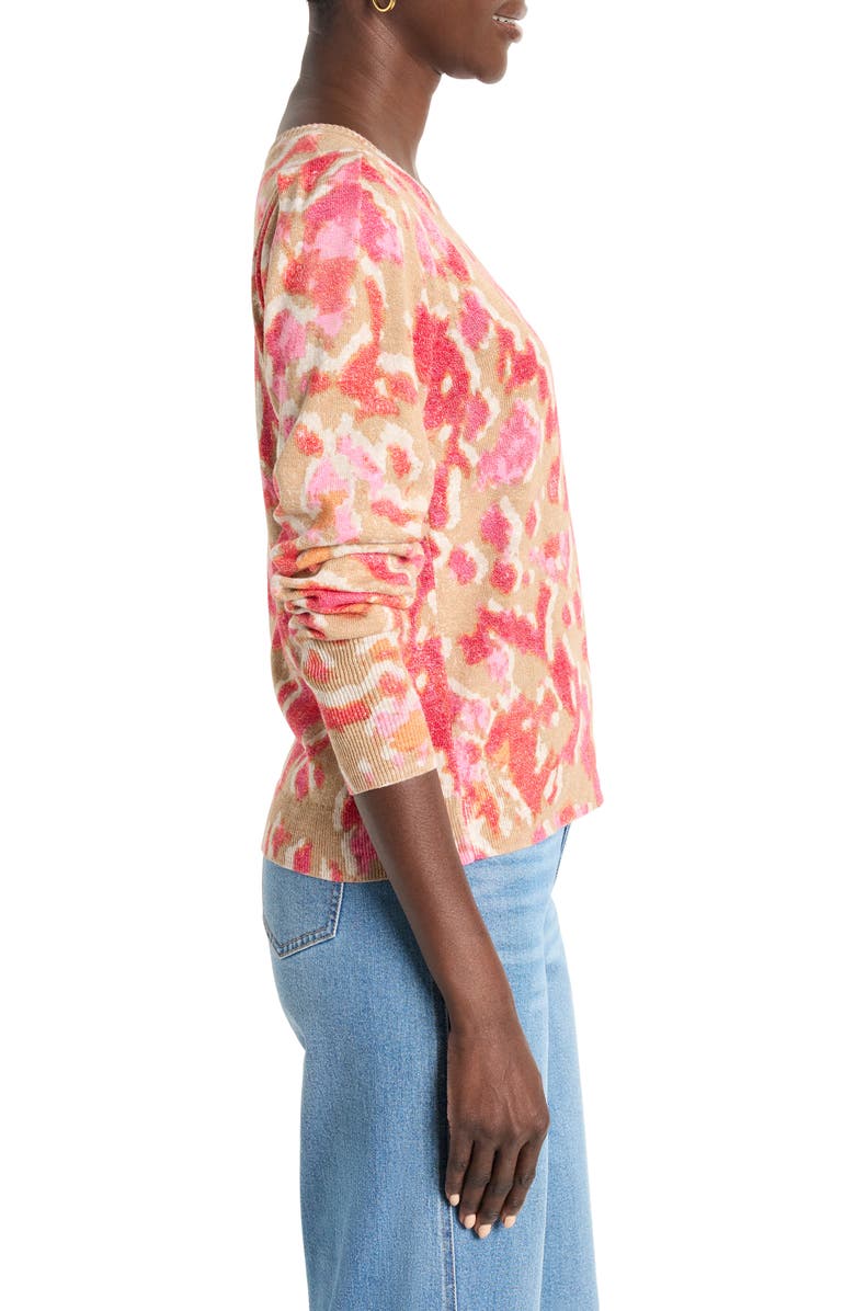 NIC+ZOE Ikat Cotton Blend Sweater, Alternate, color, Pink Multi