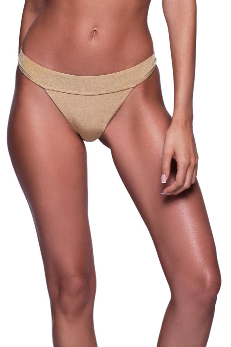 Amy Wide Waistband Bikini Bottom, Main, color, Gold