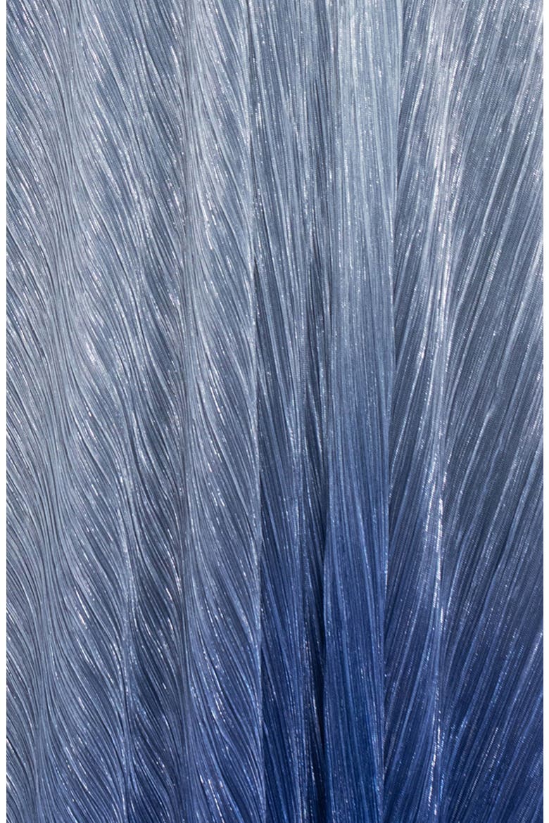 Ombré Metallic Crinkle One-Shoulder Gown, Alternate, color, NAVY/ GREY