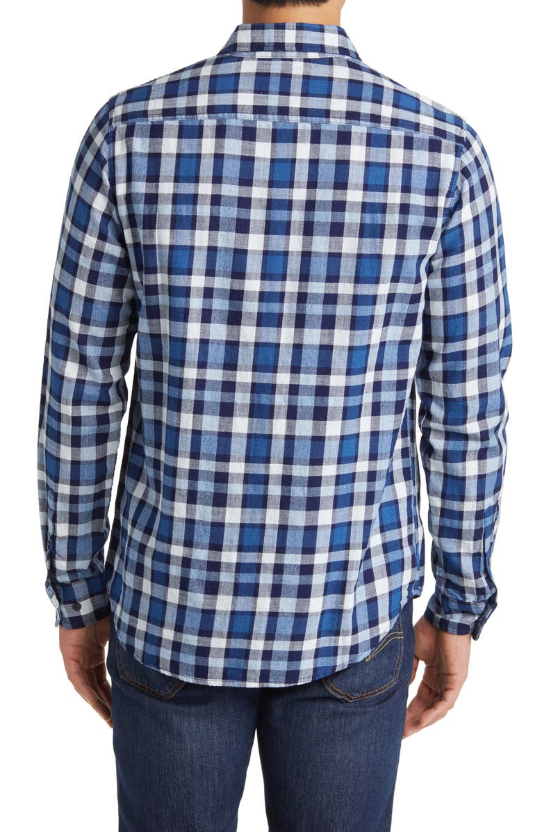 Schott NYC Plaid Slub Cotton Button-Up Shirt, Alternate, color, Blue