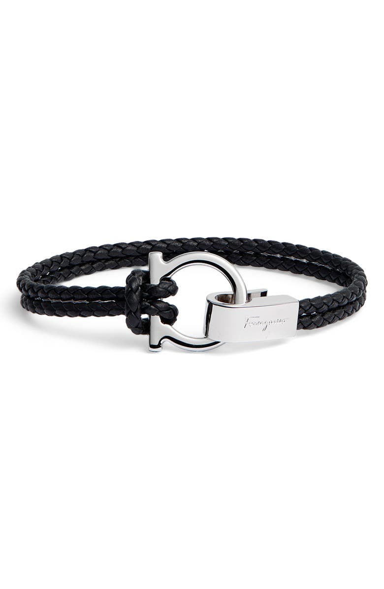FERRAGAMO Salvatore Ferragamo Braided Leather Bracelet, Main, color, 