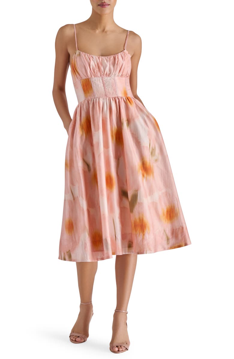 Steve Madden Bondi Ikat Print Fit & Flare Dress, Main, color, Lychee