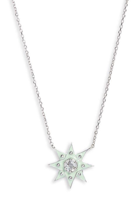 White Topaz Starburst Pendant Necklace