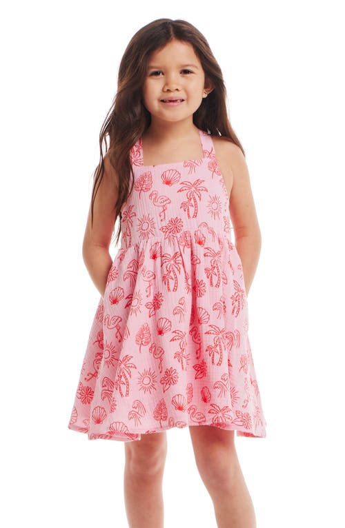 Shop Andy & Evan Kids' Tropical Icon Gauze Dress In Pink