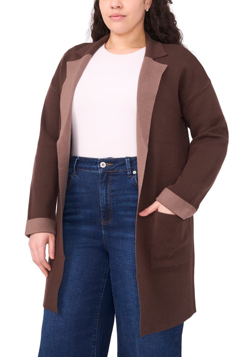 Lapel Long Cardigan, Main, color, DEEP COFFEE