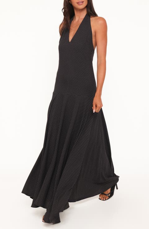 Natalie Print Halter Maxi Dress