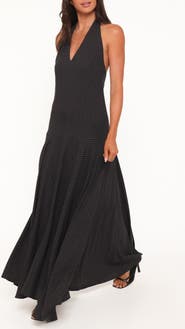 Petal & Pup Natalie Print Halter Maxi Dress