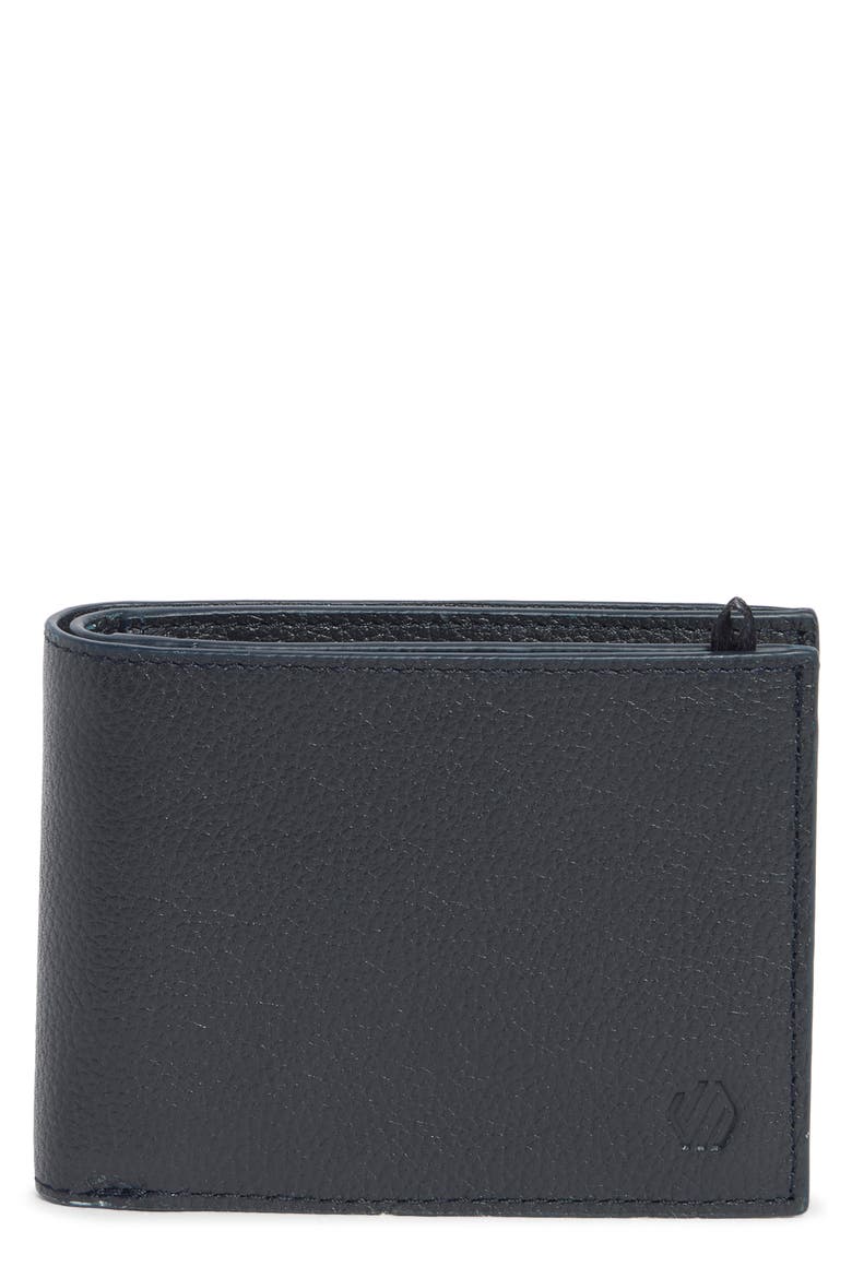 Pebbled Leather Billfold Wallet, Main, color, NAVY