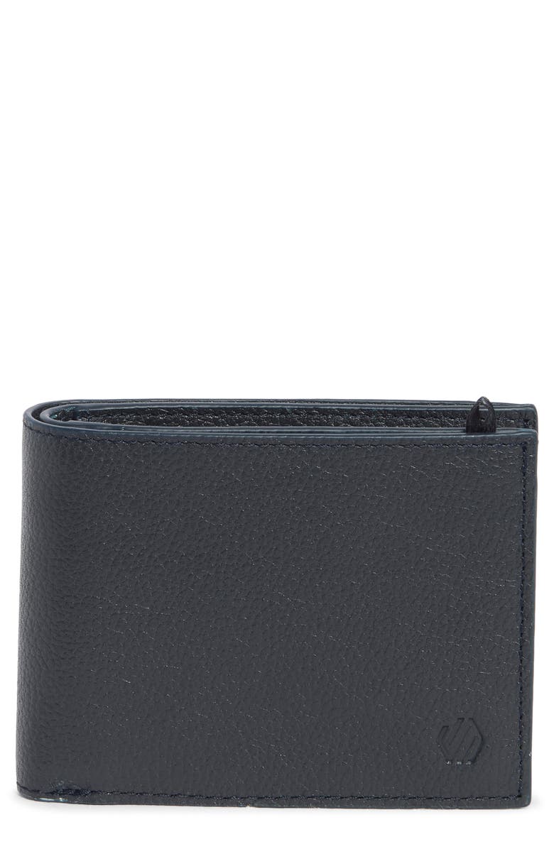 Johnston & Murphy Pebbled Leather Billfold Wallet, Main, color, Navy