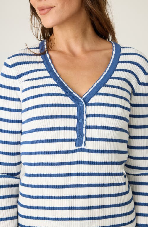 Pj Salvage Seaside Long Sleeve Lounge Henley In Ivory