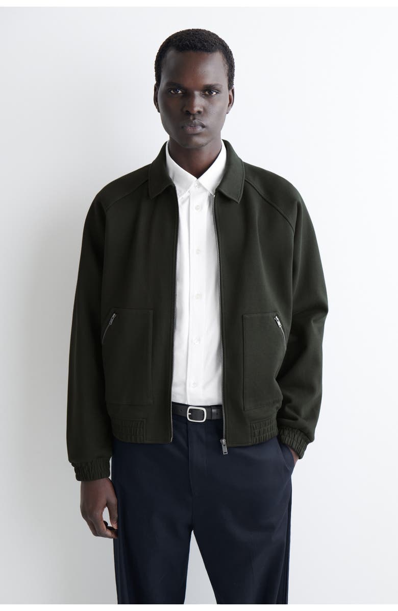 COS Cotton-Jersey Bomber Jacket, Alternate, color, Dark Green