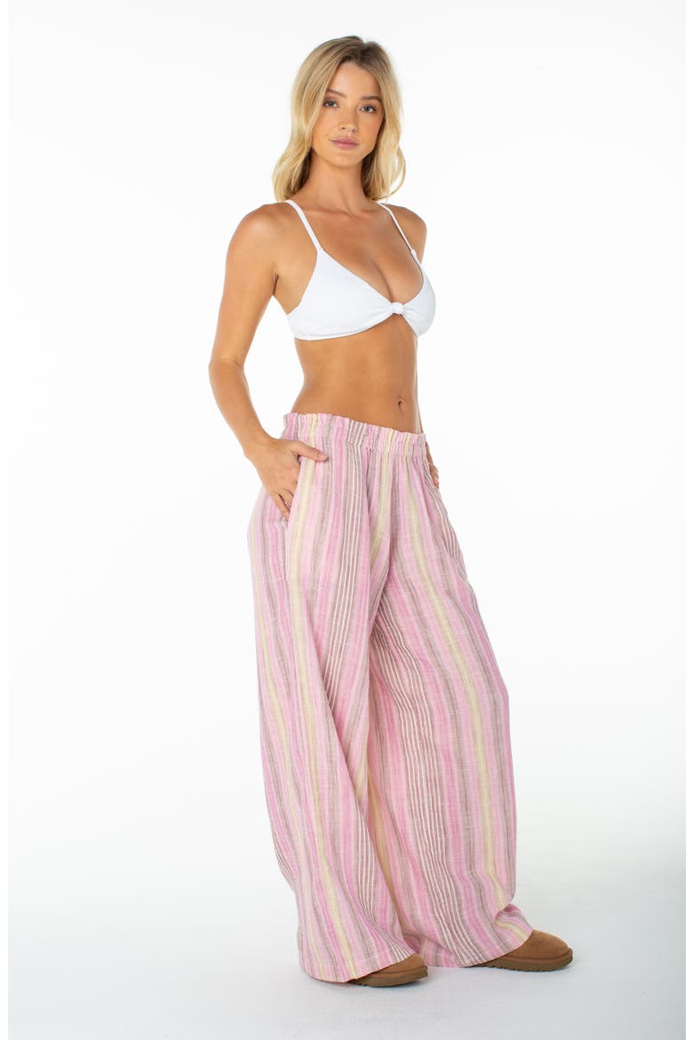 Offshore Stripe Wide Leg Cotton Pants, Alternate, color, FUCHSIA PINK