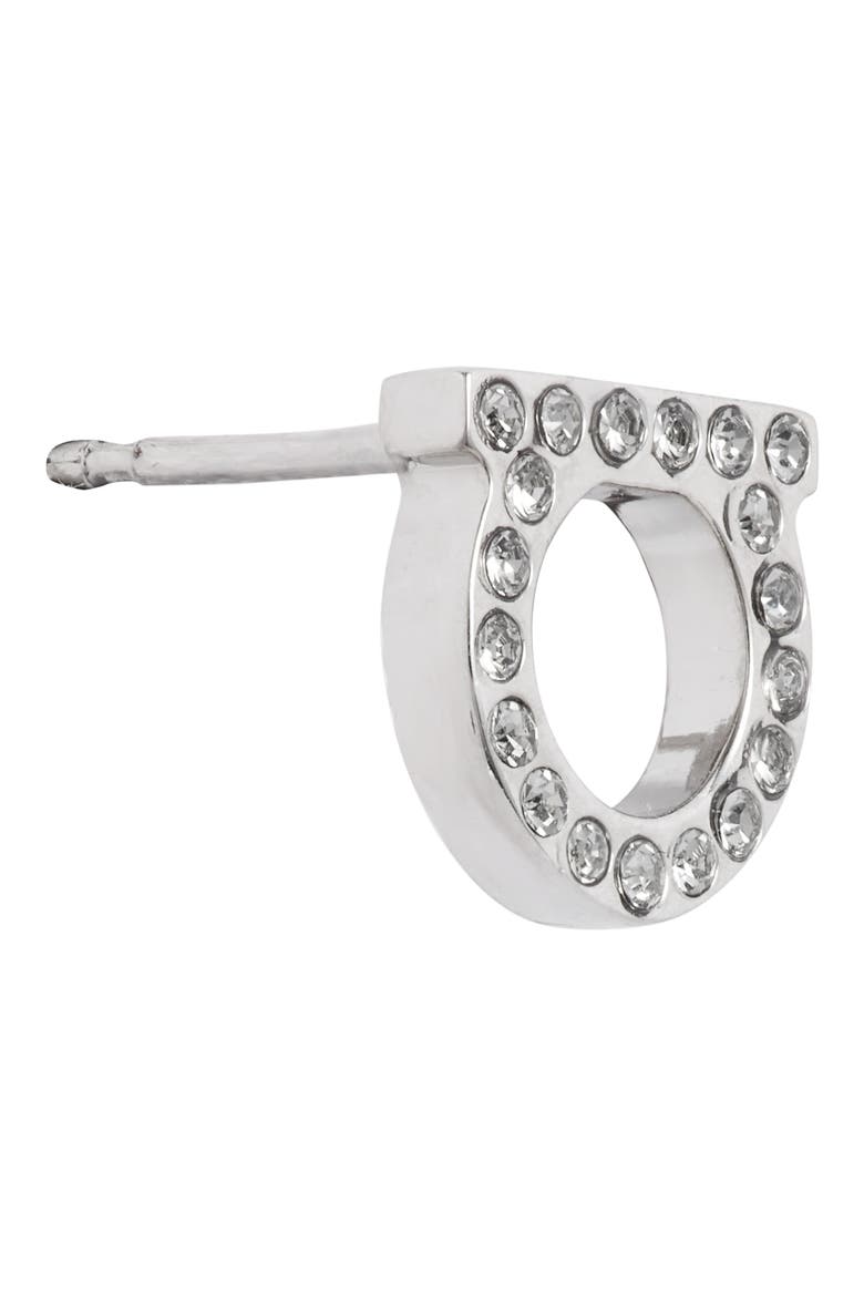 Salvatore Ferragamo Pavé Gancio Stud Earrings, Alternate, color, SILVER/ CRYSTAL