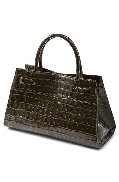 Veronica Beard Dash Croc Embossed Leather Top Handle Bag In Green