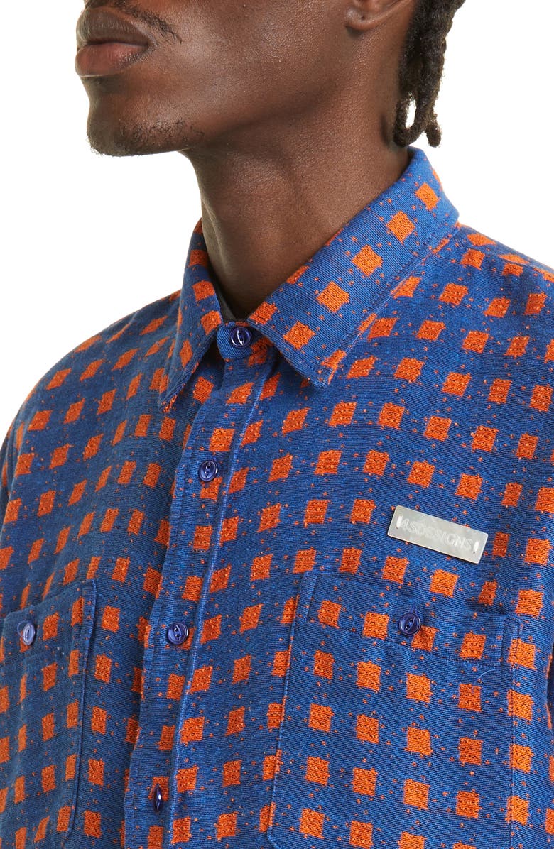 4SDesigns Dobby Check Oversize Button-Up Work Shirt, Alternate, color, 