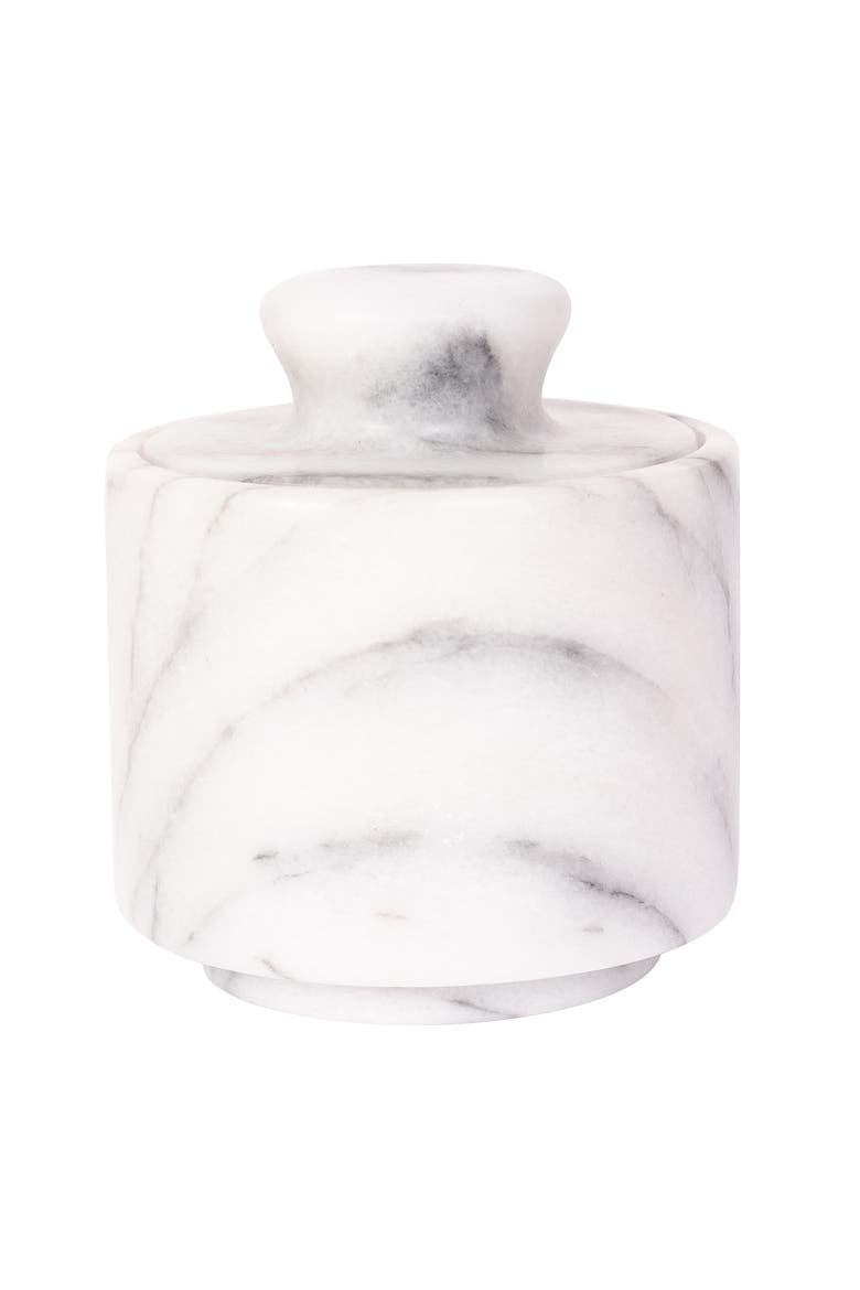 Artifacts Trading Company Marble Salt Cellar with Lid, Main, color, White Matte