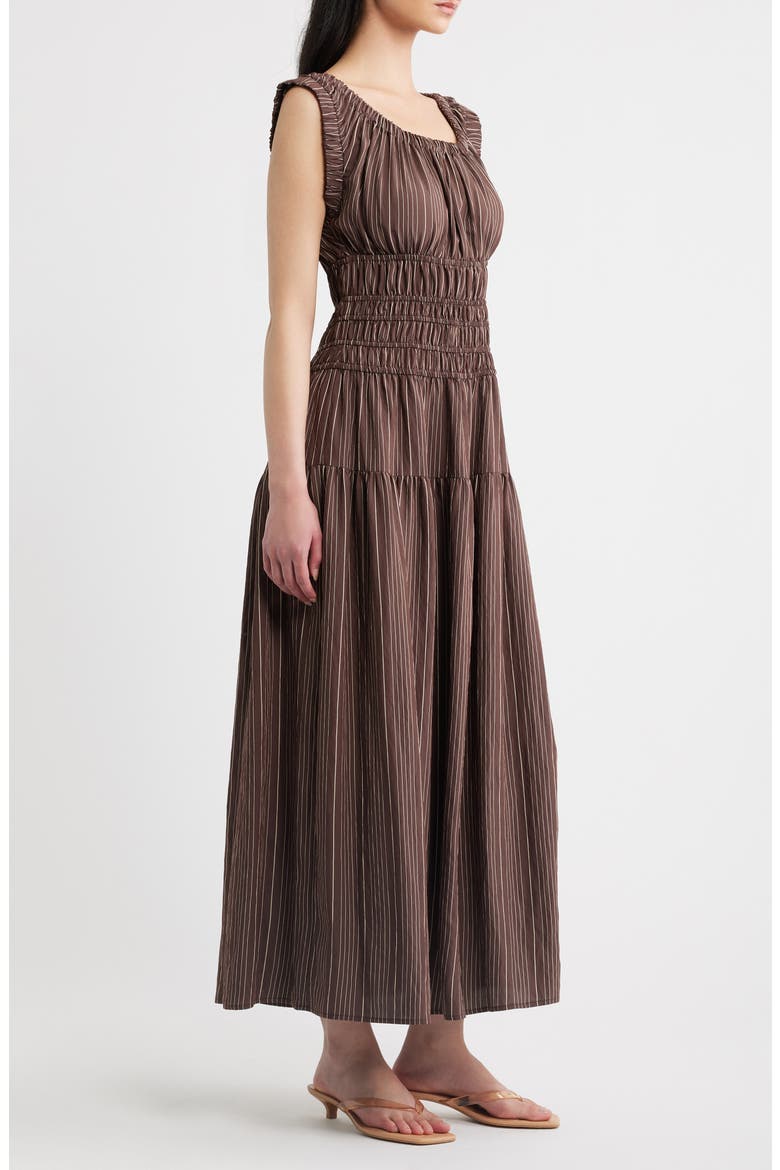 Anastasia Shirred Sleeveless Maxi Dress, Alternate, color, CHICORY STRIPE