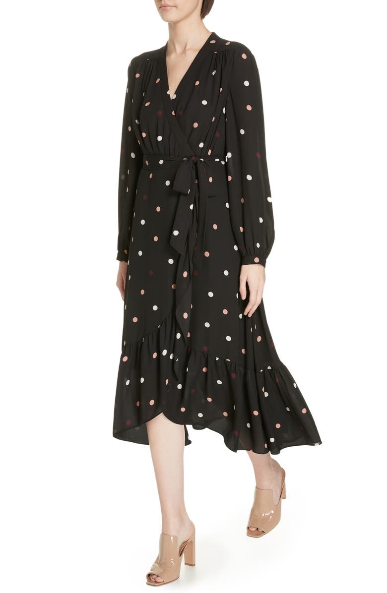 Kate Spade New York bakery dot midi wrap dress, Alternate, color, 