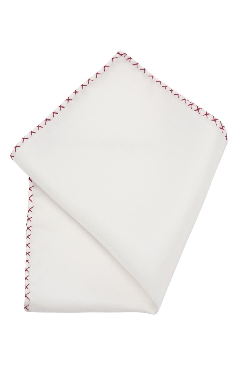 MANGO Embroidered Silk Pocket Square, Main, color,