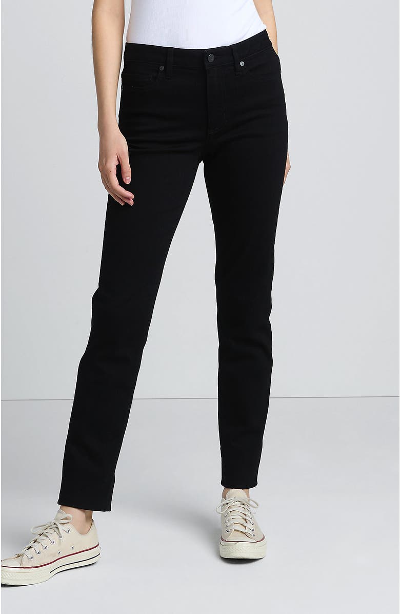 Lands' End Recover Mid Rise Straight Leg Blue Jeans, Main, color, Black