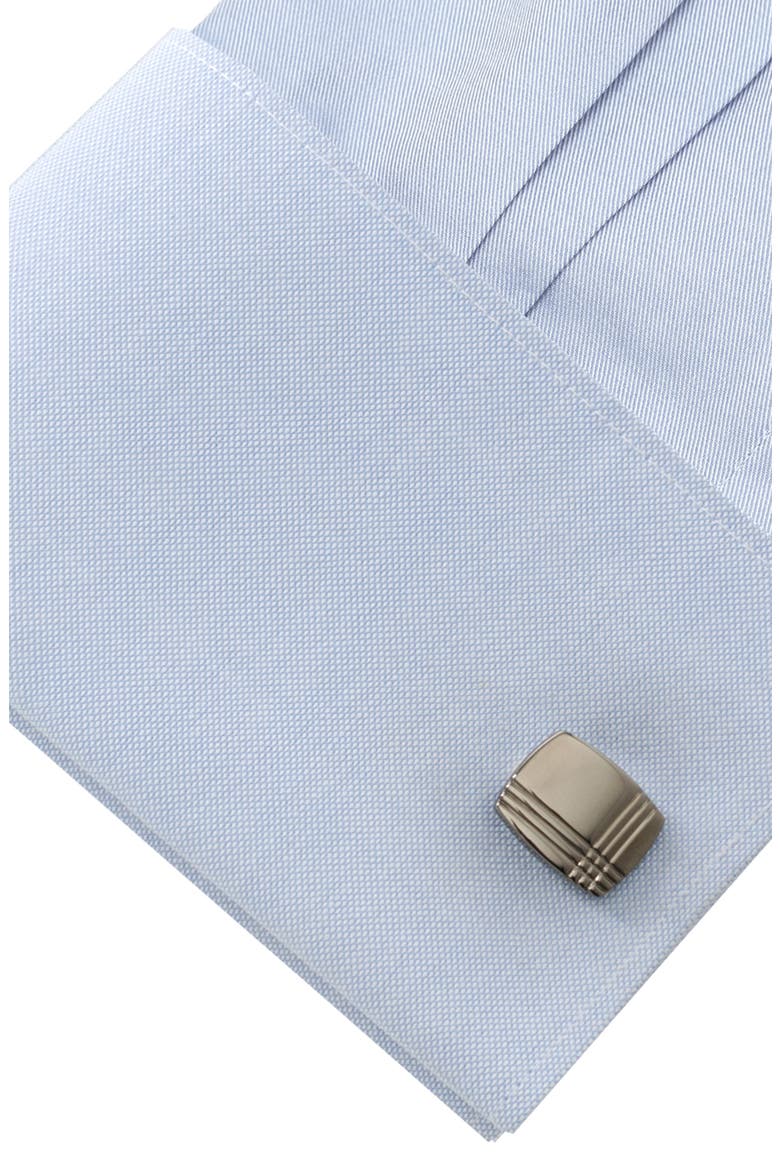 Tartan Gunmetal Cuff Links, Alternate, color, GUNMETAL