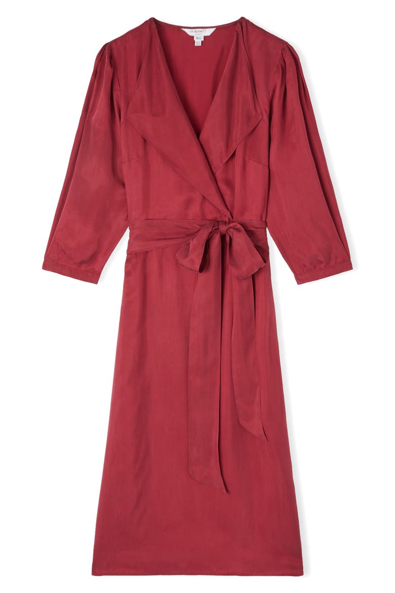 Iris Long Sleeve Wrap Dress, Alternate, color, RED-BURGUNDY