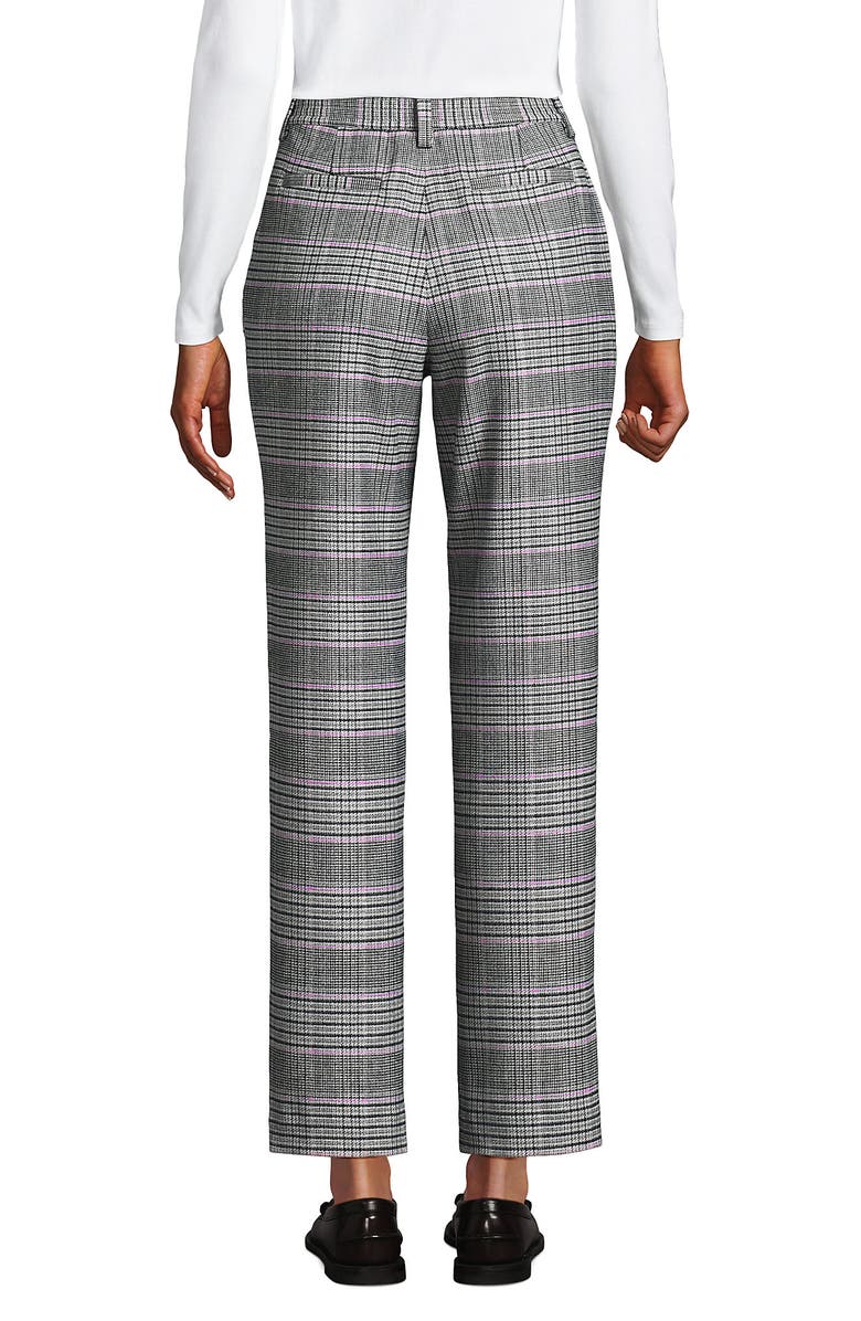 Lands' End High Rise Brushed Flannel Tapered Ankle Pants, Alternate, color, Pink Amethyst Glen Plaid