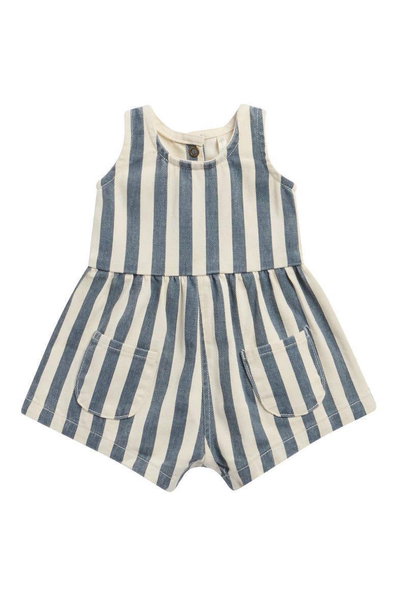 Dani Stripe Denim Romper, Main, color, NATURAL