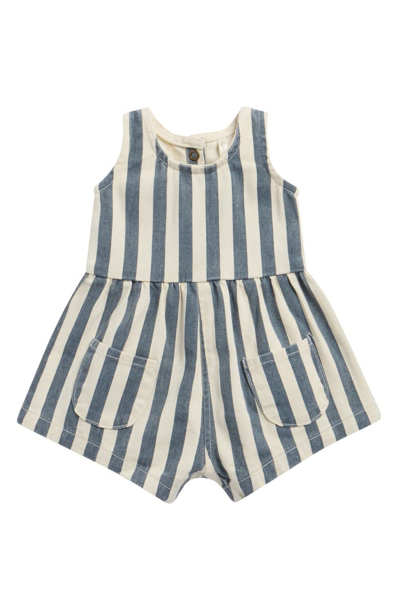 Rylee + Cru Dani Stripe Denim Romper, Main, color, Natural