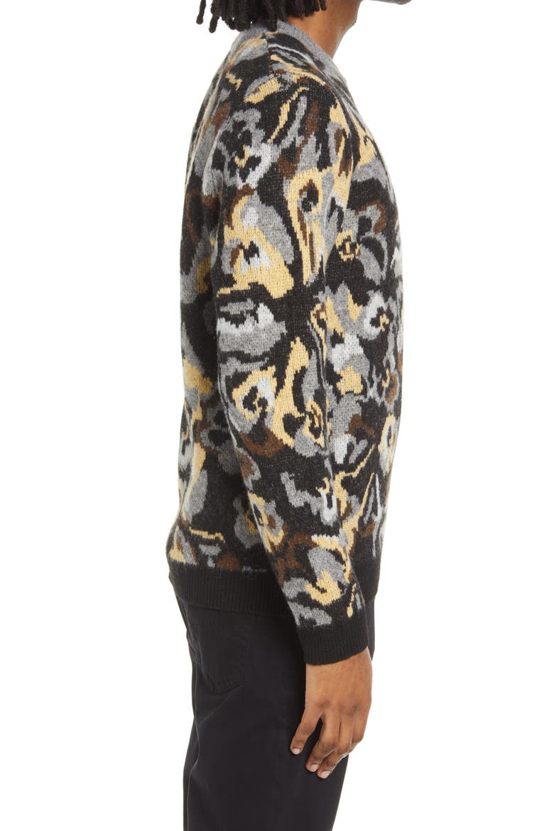 Long Sleeve Floral Graphic Sweater, Alternate, color, BLACK- GREEN FLORAL