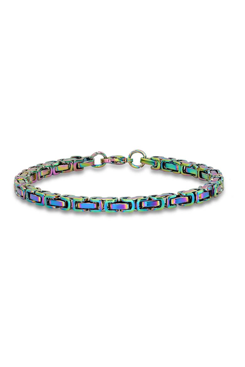 Men's Rainbow IP Stainless Steel Chain Bracelet, Main, color, MULTI