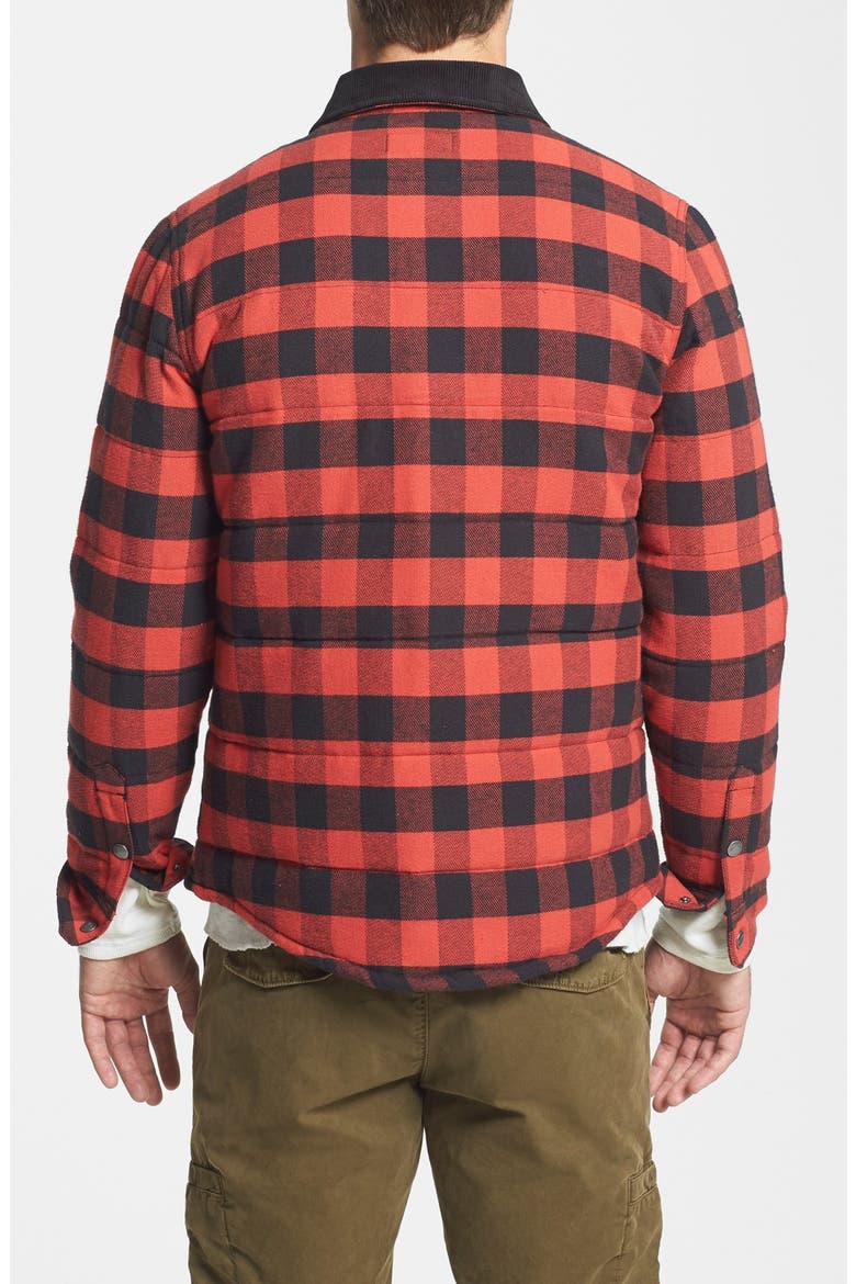 'Cass' Quilted Check Flannel Shirt Jacket with Corduroy Collar, Alternate, color, RED/BLACK