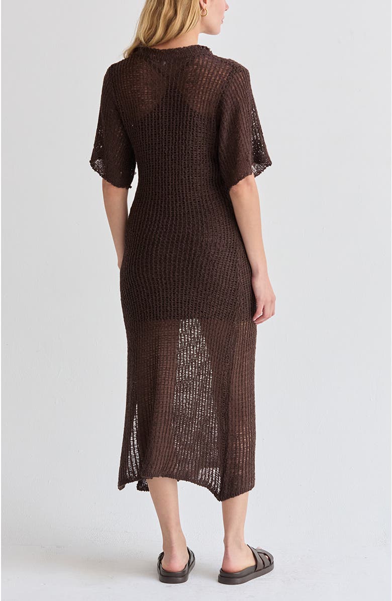 CRESCENT Netted Knit Dress, Alternate, color, Brown